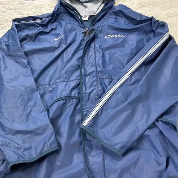 Vintage 90's Nike Men's L Dallas Cowboys Waterproof Parka Jacket Fleece Hood